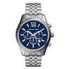 Michael Kors Mens Lexington Chronograph Quartz Stainless Steel Blue Dial Watch 45mm MK8280