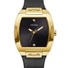 Guess Mens Gold Tone Stainless Steel Case Quartz Sunray Analog Mineral Glass Black Dial Watch 43mm GW0386G3