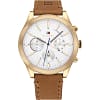 Tommy Hilfiger Men’s Quartz Brown Leather Strap Silver Dial 44mm Watch 1791742