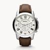 Fossil Men’s Chronograph Quartz Leather Strap Beige Dial 44mm Watch FS4735