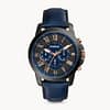 Fossil Men’s Chronograph Quartz Leather Strap Black and Blue Dial 43mm Watch FS5061