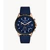 Fossil Men’s Chronograph Quartz Leather Strap Blue Dial 46mm Watch FS5814