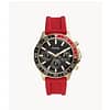 Fossil Men’s Quartz Red Silicone Strap Black Dial 45mm Watch BQ2499