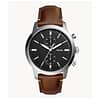 Fossil Men’s Chronograph Quartz Leather Strap Black Dial 44mm Watch FS5280