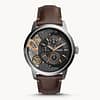 Fossil Men’s Mechanical Twist Dark Brown Leather Strap Black Dial 44mm Watch ME1163