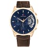 Tommy Hilfiger Men’s Quartz Brown Leather Strap Blue Dial 44mm Watch 1710453
