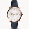 Fossil Women’s Quartz Blue Leather Strap White Dial 35mm Watch ES4260