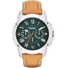 Fossil Men’s Chronograph Quartz Leather Strap Green Dial 44mm Watch FS4918
