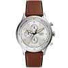 Fossil Men’s Quartz Brown Leather Strap Silver Dial 44mm Watch FS5809