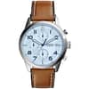 Fossil Men’s Chronograph Quartz Leather Strap Silver Dial 44mm Watch FS5169