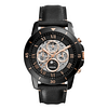 Fossil Men’s Automatic Black Leather Strap Black Skeleton Dial 44mm Watch ME3138