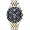 Emporio Armani Men’s Chronograph Two Tone Stainless Steel Blue Dial 46mm Watch AR8030