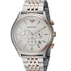Emporio Armani Men’s Quartz Two Tone Stainless Steel White Dial 43mm Watch AR1998