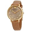 Emporio Armani Women’s Quartz Brown Leather Strap Taupe Mother of Pearl Dial 32mm Watch AR11151