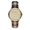 Burberry Unisex Swiss Made Leather Strap Gold Dial 40mm Watch BU10001