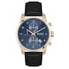 Hugo Boss Men’s Quartz Black Leather Strap Blue Dial 44mm Watch 1513783