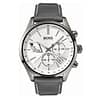 Hugo Boss Men’s Quartz Grey Leather Strap Off-White Dial 44mm Watch 1513633