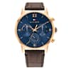 Tommy Hilfiger Men’s Quartz Brown Leather Strap Blue Dial 44mm Watch 1791933