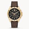 Michael Kors Men’s Quartz Brown Silicone & Leather Strap Black Dial 45mm Watch MK8849