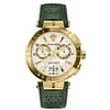 Versace Men’s Quartz Swiss Made Green Leather Strap Silver Dial 45mm Watch VBR020017