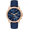 Armani Exchange Men’s Quartz Blue Leather Strap Blue Dial 44mm Watch AX1723
