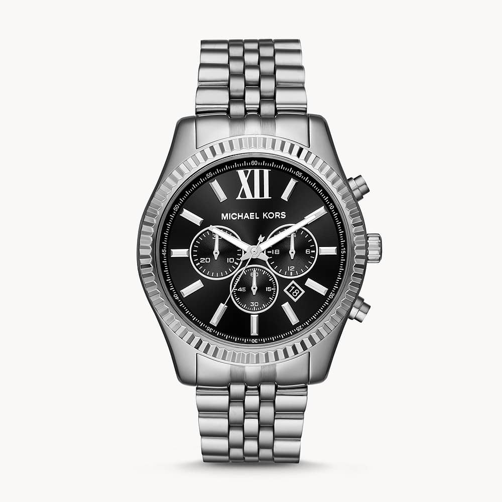 Michael Kors Men’s Chronograph Quartz Stainless Steel Black Dial Watch 44mm MK8602