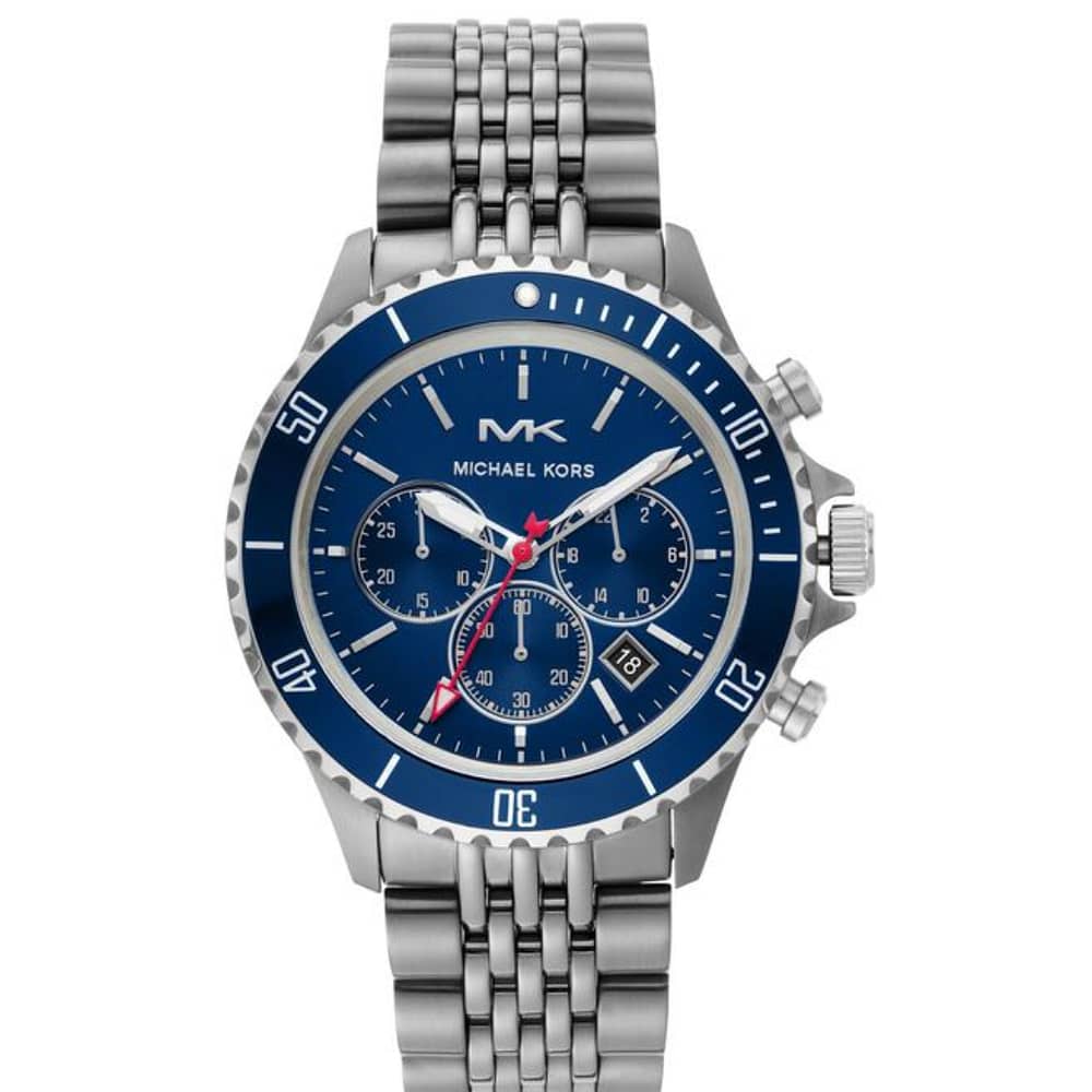 Michael Kors Mens Bayville Chronograph Stainless Steel Blue Dial Watch 44mm MK8727