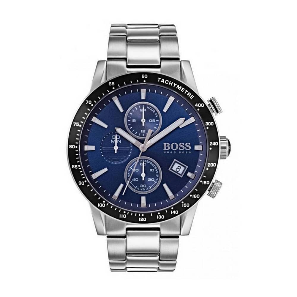 Hugo Boss Rafale Silver Stainless Steel Blue Dial Chronograph Quartz Mens Watch 43mm 1513510
