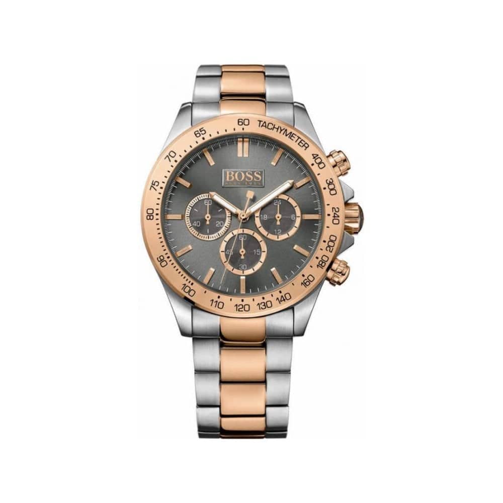 Hugo BOSS Ikon Men’s Two-Tone Rose Gold Silver Watch 44mm 1513339