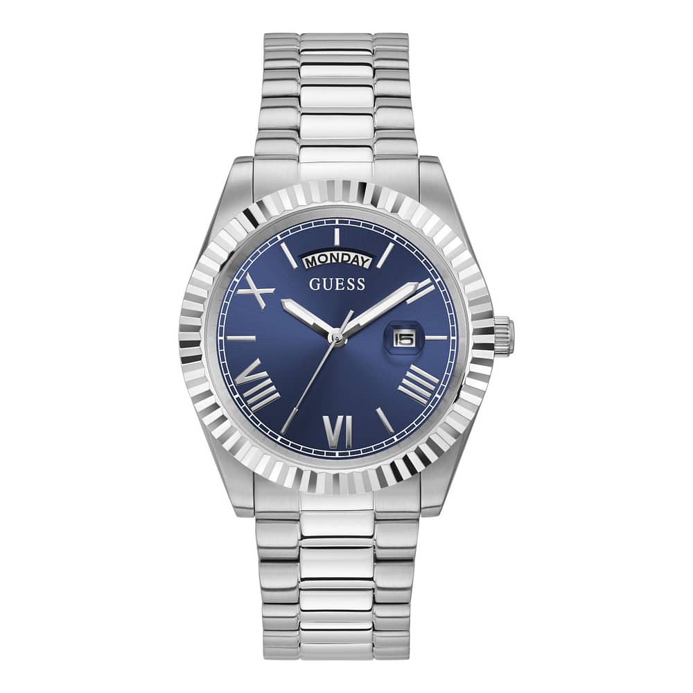 Guess Mens Connoisseur Stainless Steel Blue Dial Watch 42 mm GW0265G7