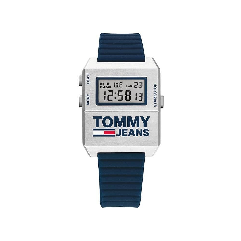 Tommy Hilfiger Men’s Digital Silicone Strap Silver Dial Watch 32mm 1791673