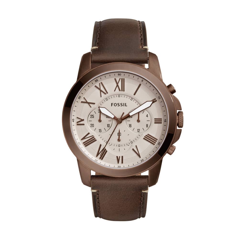 Fossil Men’s Quartz Leather Strap White Dial 44mm Watch FS5344