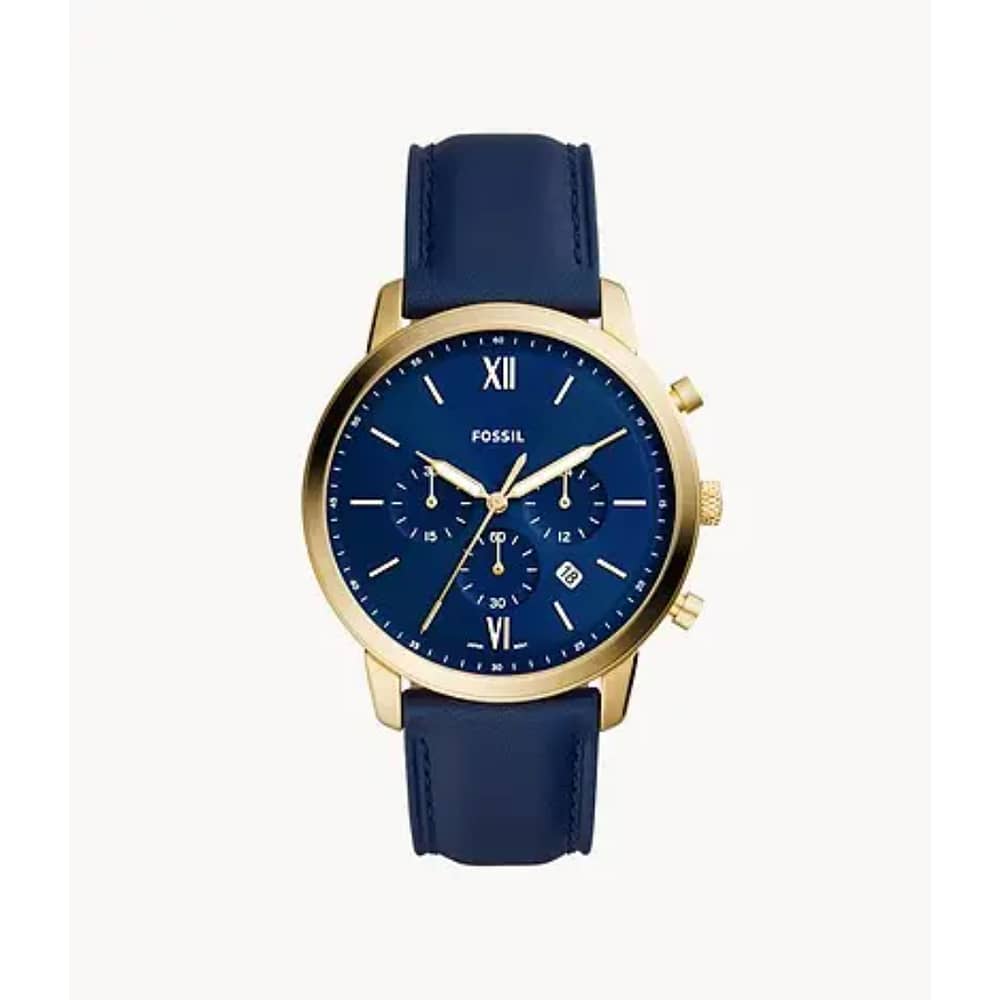Fossil Men’s Chronograph Quartz Leather Strap Blue Dial 44mm Watch FS5790