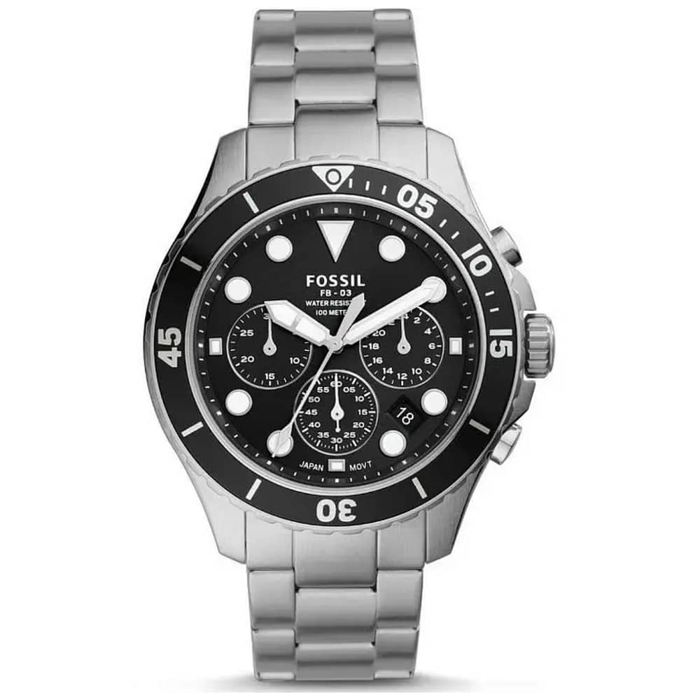 Fossil Men’s Chronograph Quartz Stainless Steel Black Dial 46mm Watch FS5725
