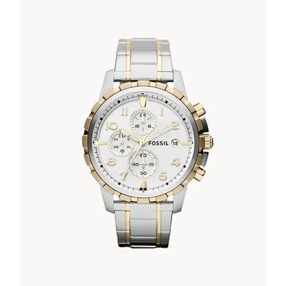 Fossil Men’s Chronograph Quartz Stainless Steel White Dial 45mm Watch FS4795