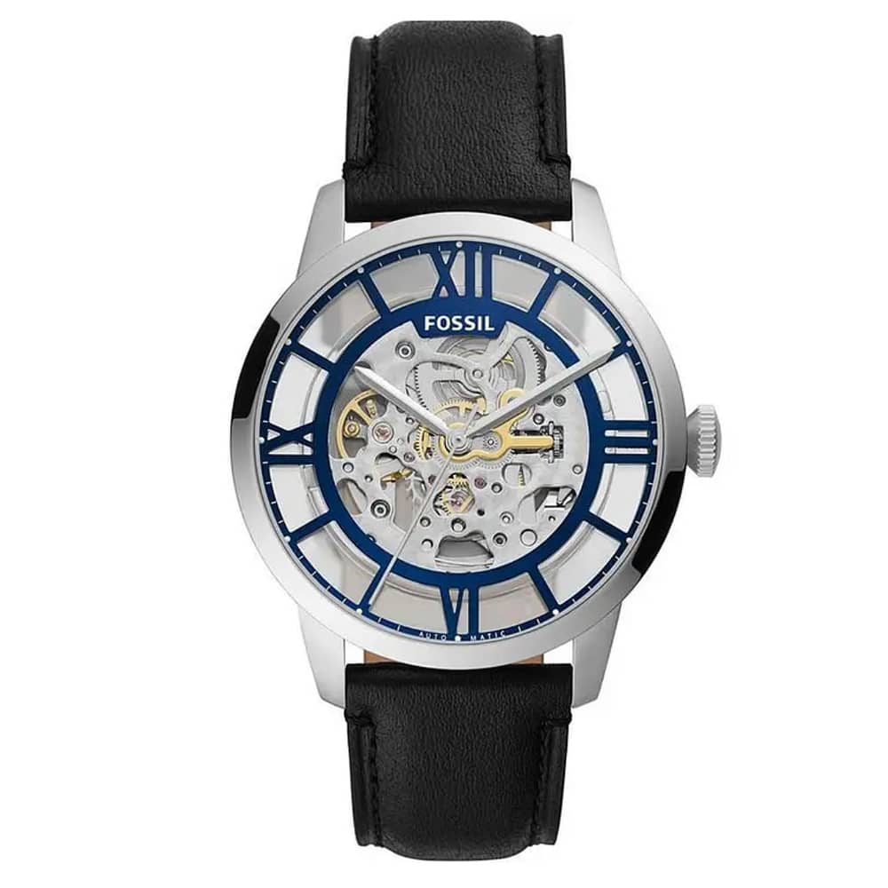 Fossil Men’s Automatic Leather Strap Blue Dial 44mm Watch ME3200
