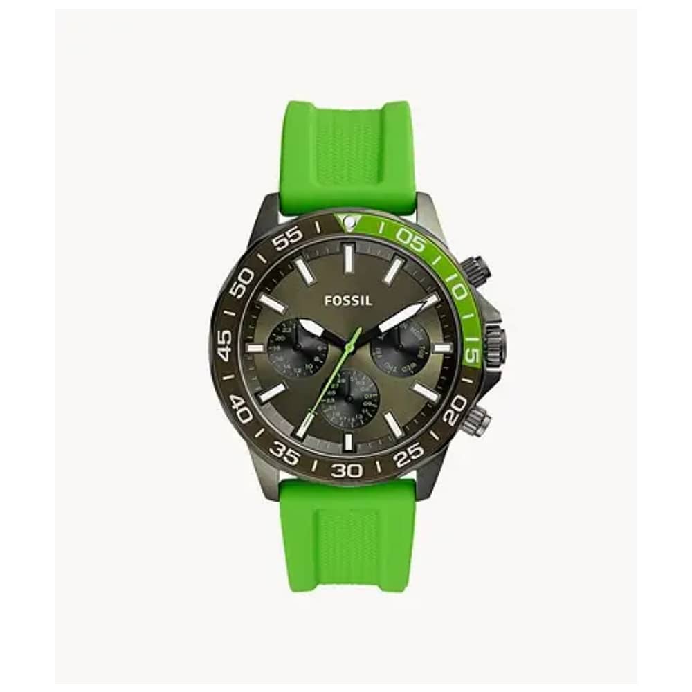 Fossil Men’s Quartz Green Silicone Strap Green Dial 45mm Watch BQ2501
