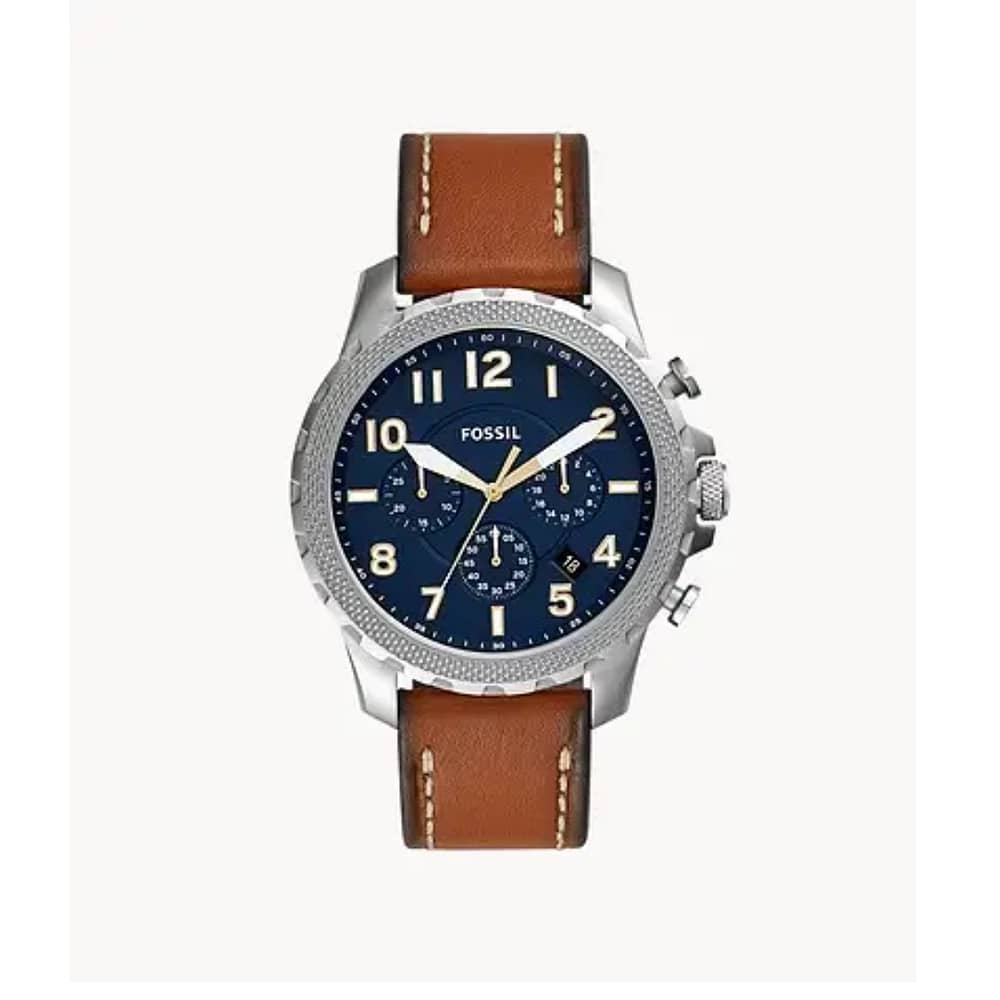 Fossil Men’s Quartz Leather Strap Blue Dial 46mm Watch FS5602