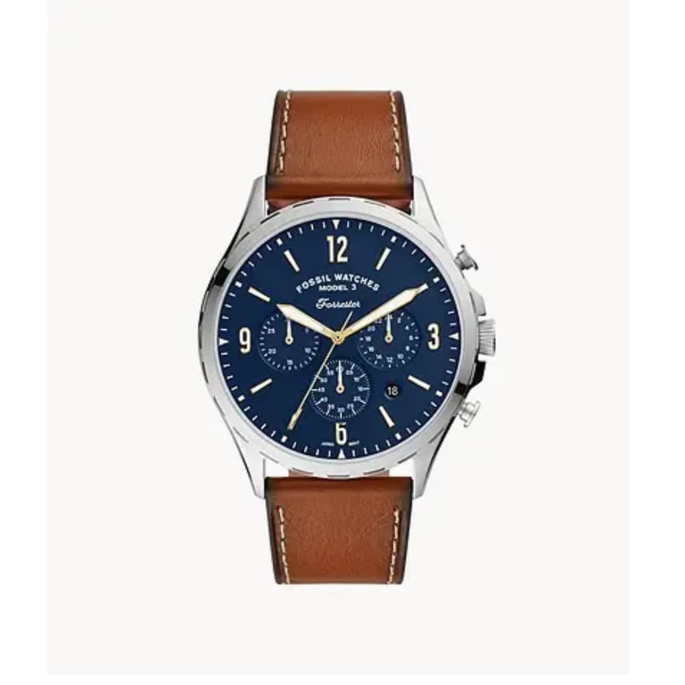 Fossil Men’s Quartz Leather Strap Blue Dial 46mm Watch FS5607