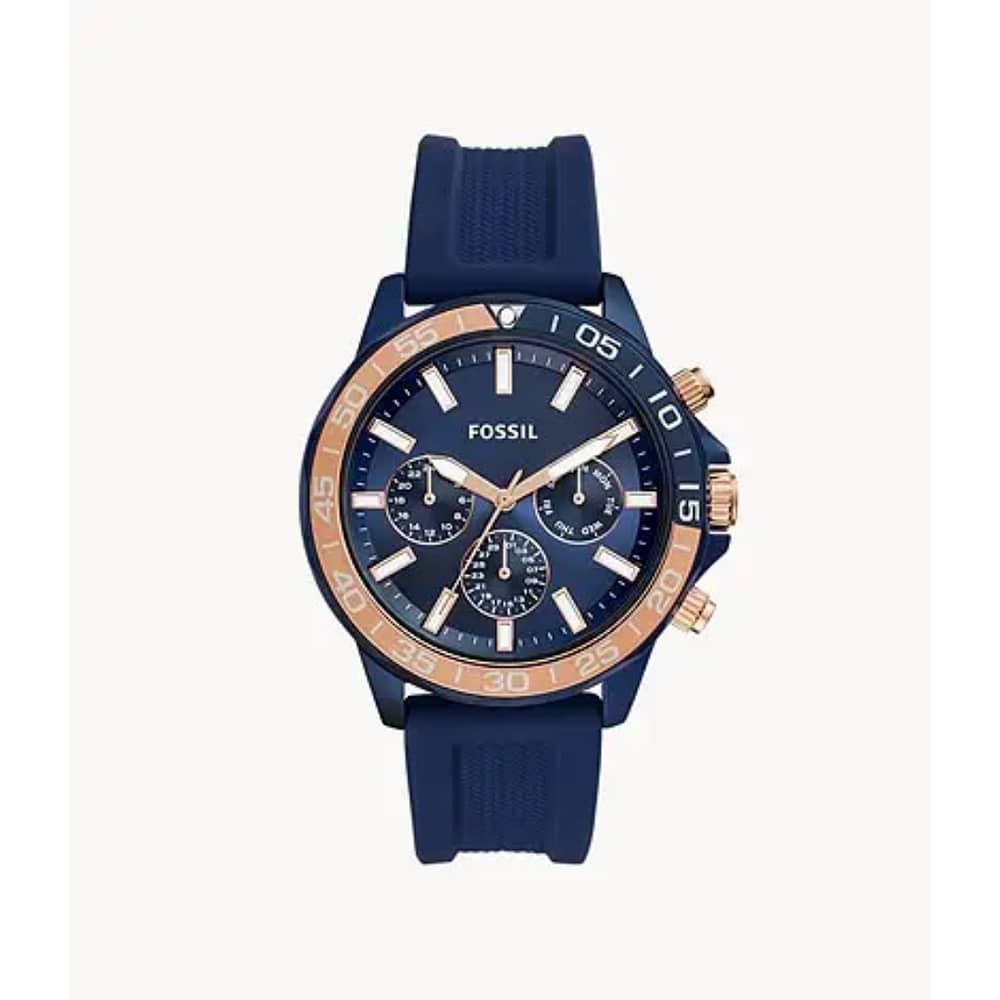 Fossil Men’s Quartz Silicone Strap Blue Dial 45mm Watch BQ2498