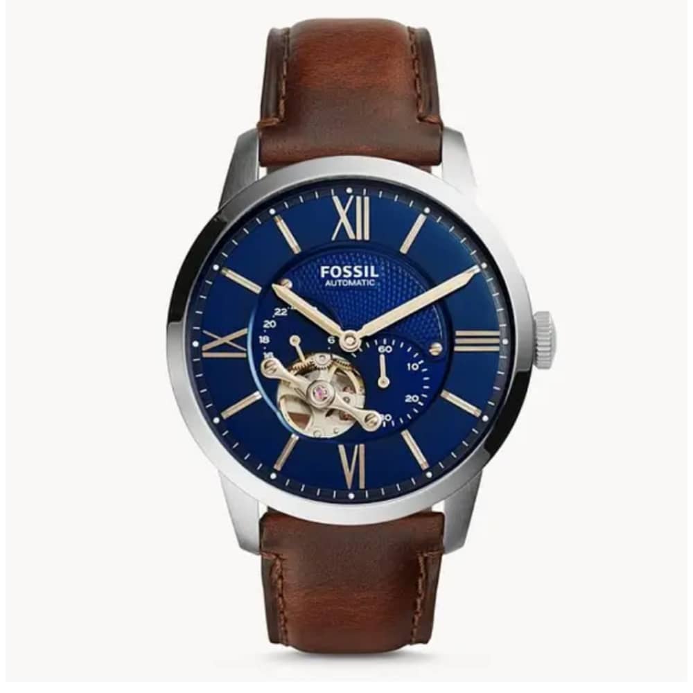Fossil Men’s Automatic Leather Strap Blue Dial 44mm Watch ME3110