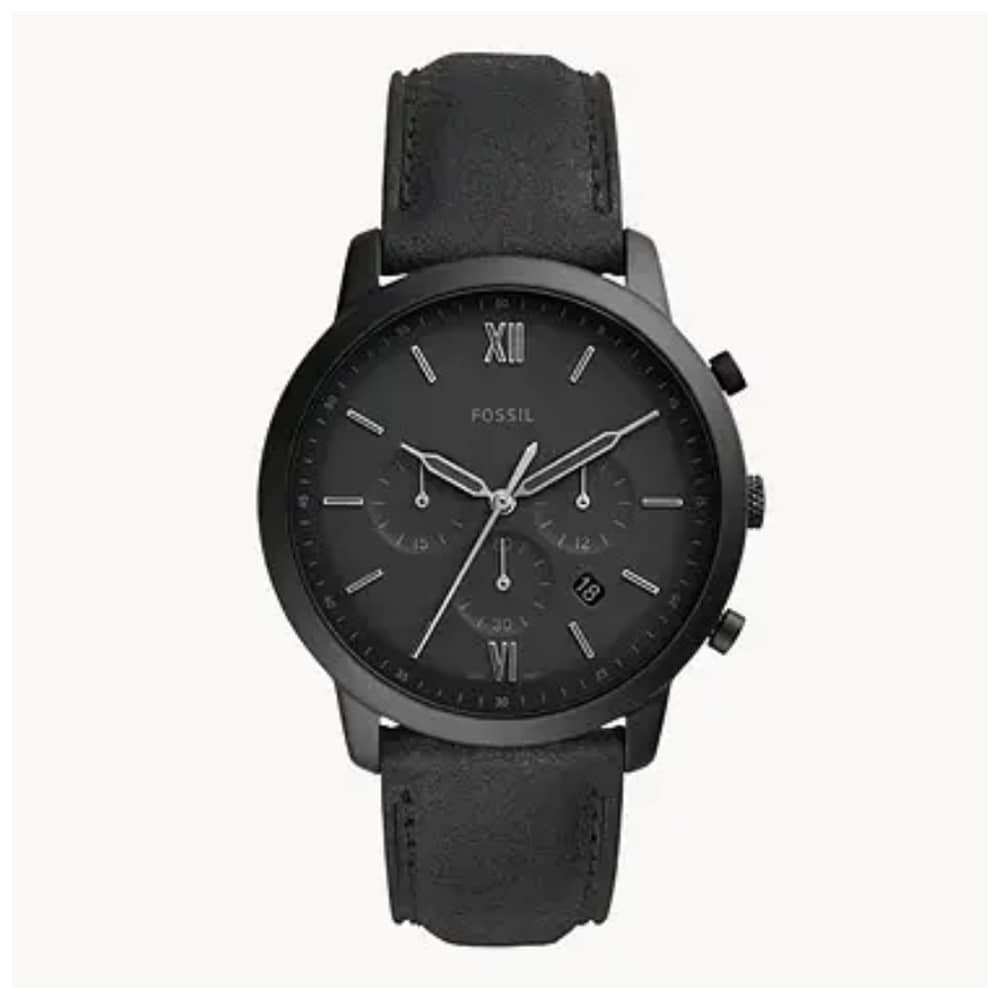 Fossil Men’s Chronograph Quartz Leather Strap Black Dial 44mm Watch FS5503