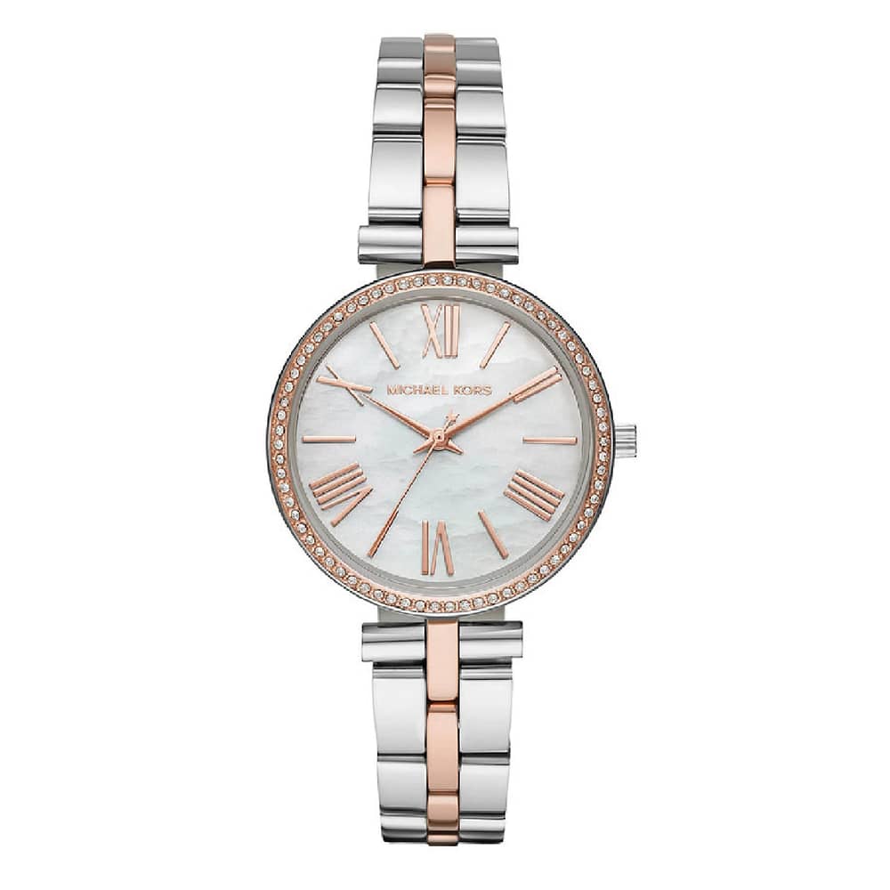 Michael Kors Women’s Quartz Chronograph Maci Stainless Steel White Dial 34mm Watch MK 3969