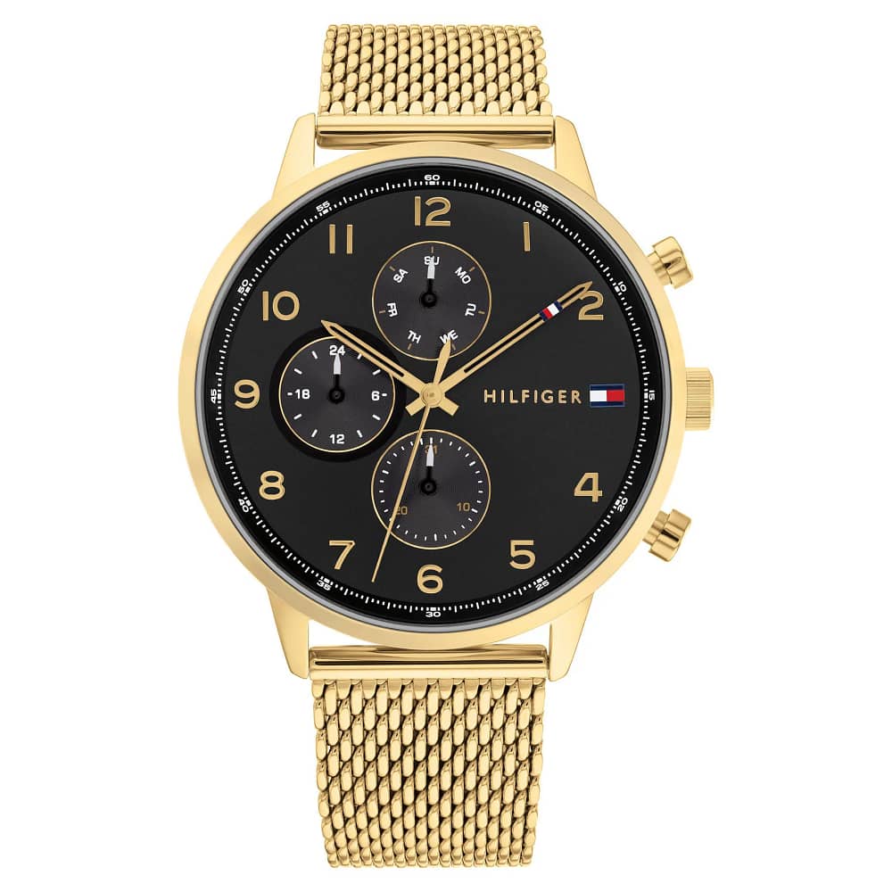 Tommy Hilfiger Men’s Quartz Gold Stainless Steel Black Dial 44mm Watch 1791989