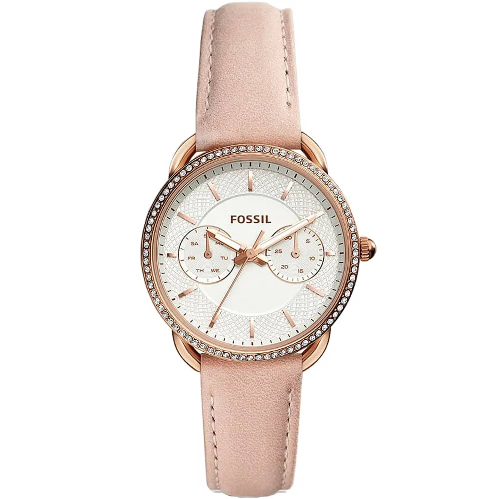 Fossil Women’s Quartz Pink Leather Strap White Dial 35mm Watch ES4393