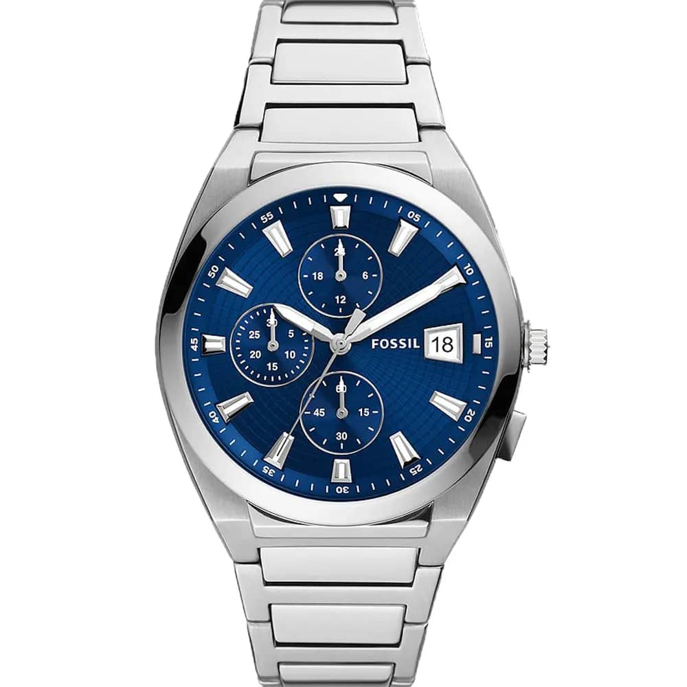 Fossil Men’s Quartz Silver Stainless Steel Blue Dial 42mm Watch FS5795