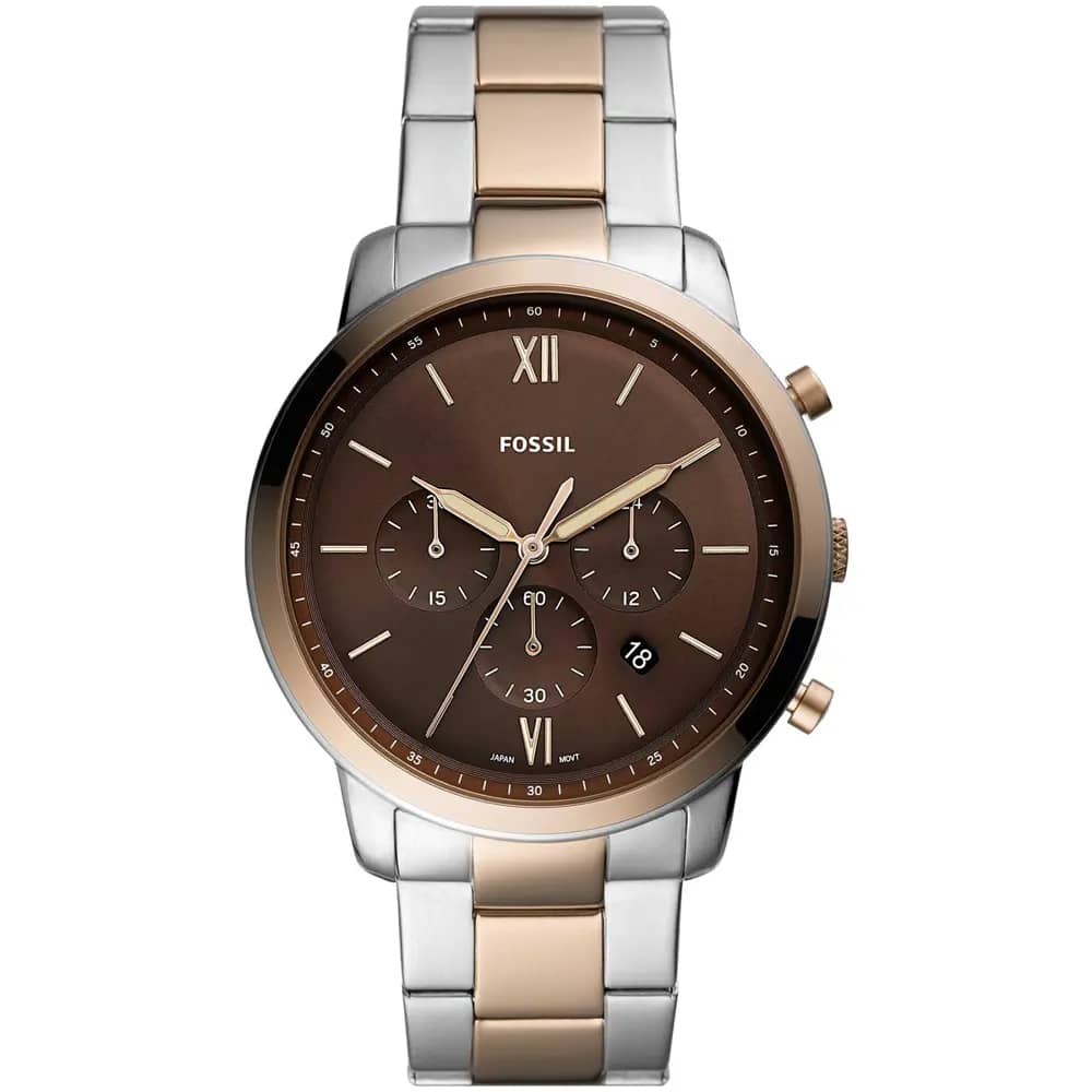 Fossil Men’s Quartz Two-tone Stainless Steel Brown Dial 44mm Watch FS5869