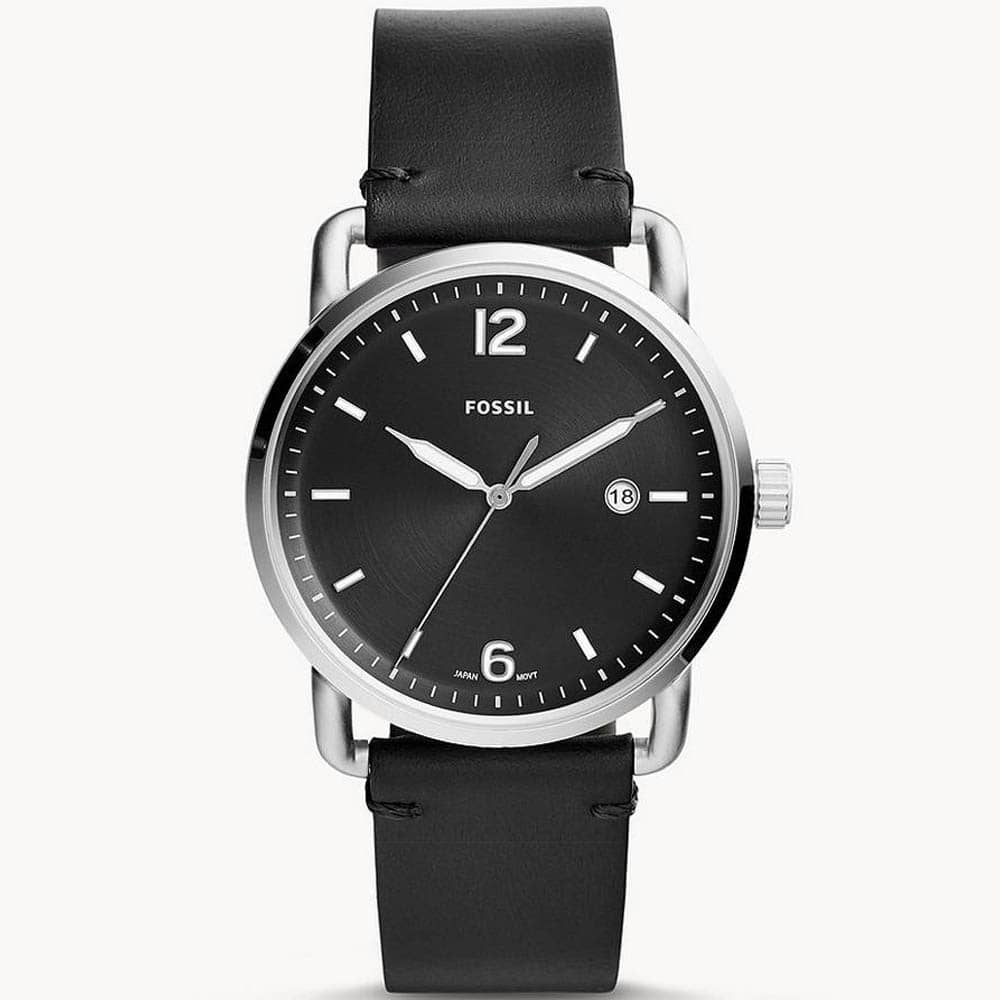 Fossil Men’s Quartz Leather Strap Black Dial 42mm Watch FS5406