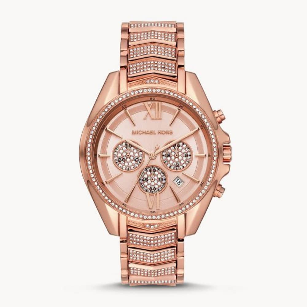 Michael Kors Women’s Chronograph Quartz Stainless Steel Rose Gold Dial 44mm Watch MK6730
