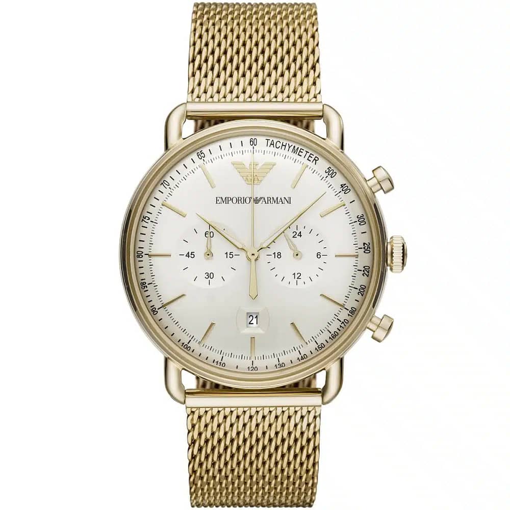 Emporio Armani Men’s Quartz Stainless Steel Beige Dial 43mm Watch AR11315
